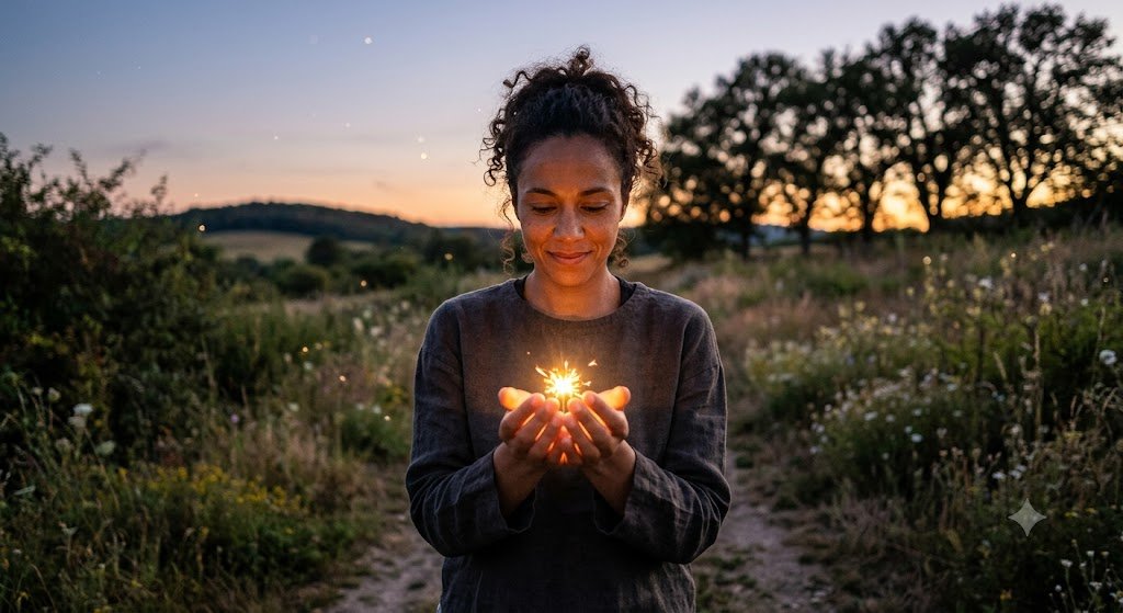 A person considering solutions and possibilities for personal growth